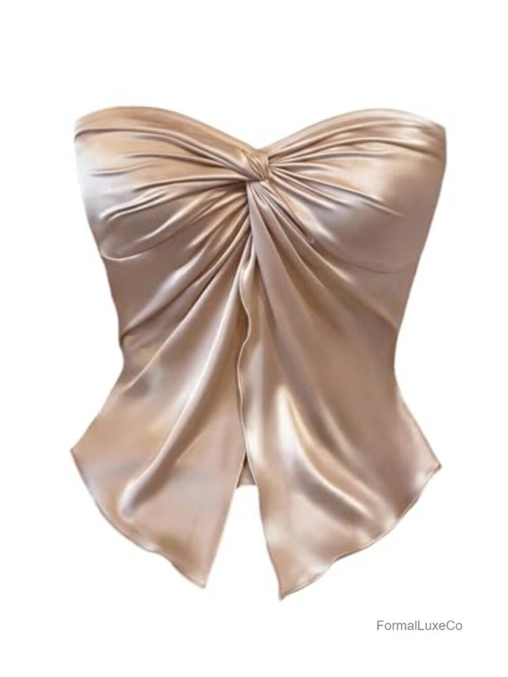 Satin Strapless Tube Top Ruched Asymmetrical Bandeau Going Out